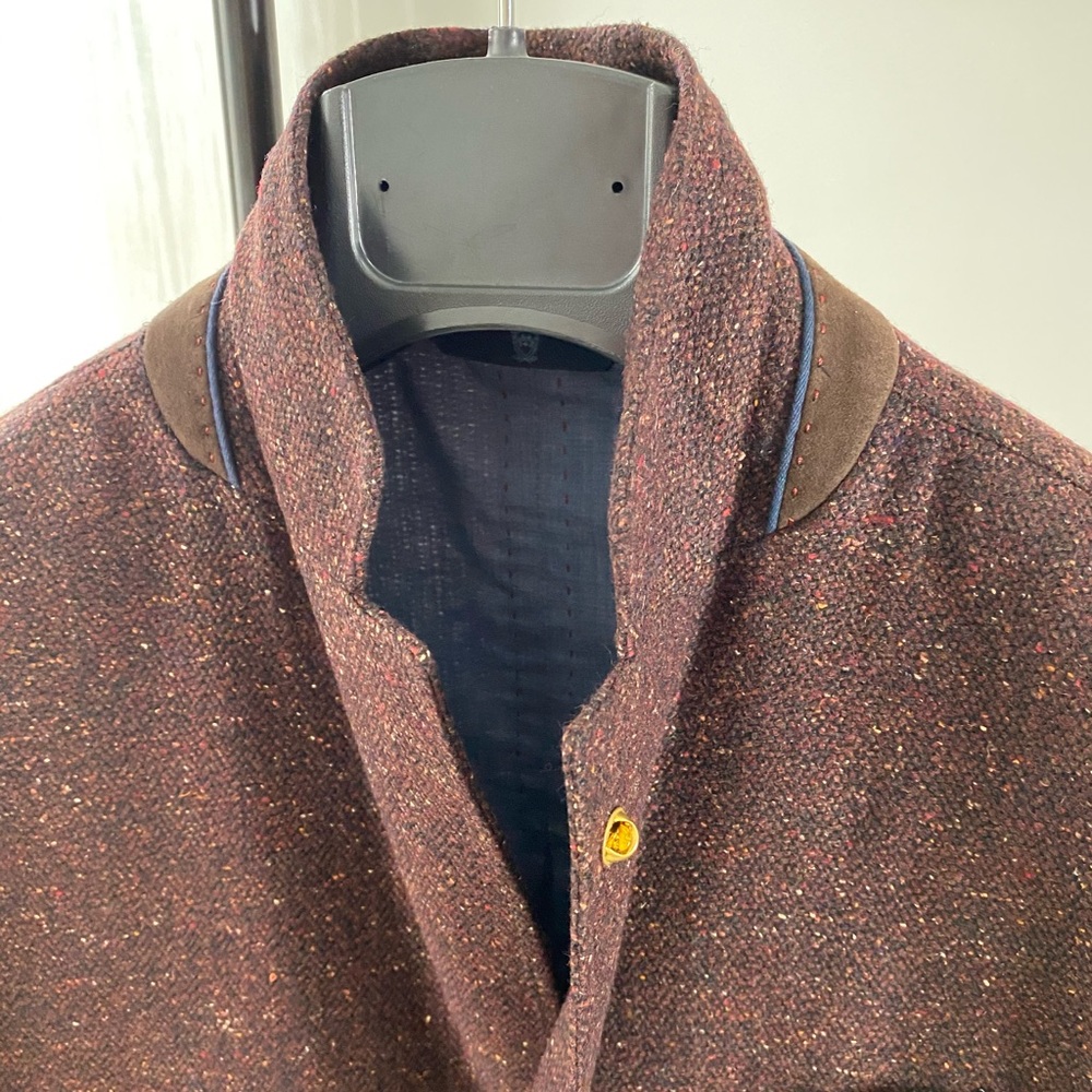 Massimo Dutti burgundy/pique cotton blazer